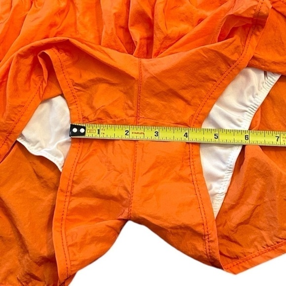 Free People Burning Up Neon Orange High Rise Ruched The Way Home Short Size M - Picture 13 of 15